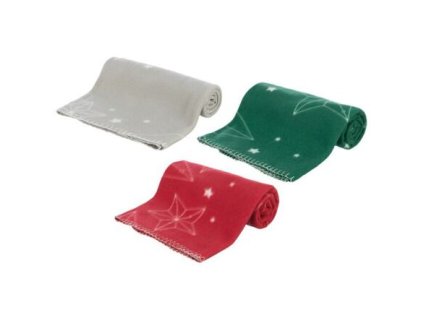 20 Xmas Christmas fleece blankets LUCIANO, 100 x 70 cm/150 x 100 cm, color mix (red, sand, green