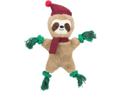 Xmas SLOTH - Christmas sloth 30 cm, whistles/rustles, plush/rope