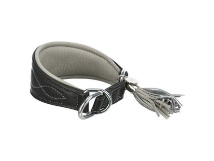 Kožený obojek ACTIVE Comfort pro chrty - černá/šedá (Provedení XS:21-26cm/40mm)