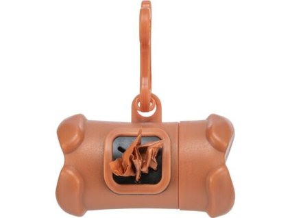 Plastic container for poop bags, BONE shape, including 1 roll of 15 pcs