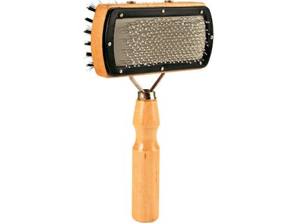Double-sided brush, wooden, angular with balls 10x18cm