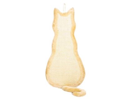 Škrábadlo závěsné tvar kočka, 35 x 69 cm, sisal/plyš, béžová