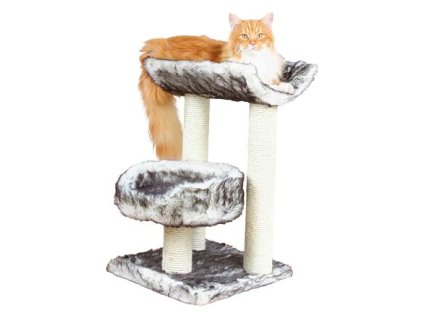 ISABA scratching post with bed, long plush 62 cm - black and white