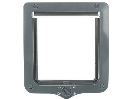 Pass-through cat door XL, with tunnel, 4-way, 24x28cm, gray