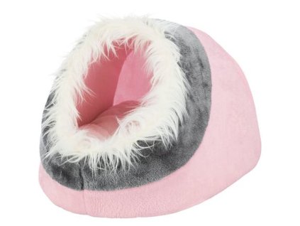 MINOU plush cave 35x26x41cm - pink/grey