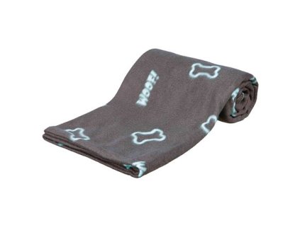 Fleece blanket BARNEY 150x100cm - gray with blue cubes
