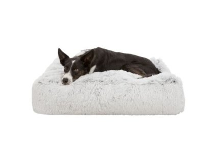 High pillow HARVEY, rectangle 80 x 60 cm, soft cover with long pile, white/black