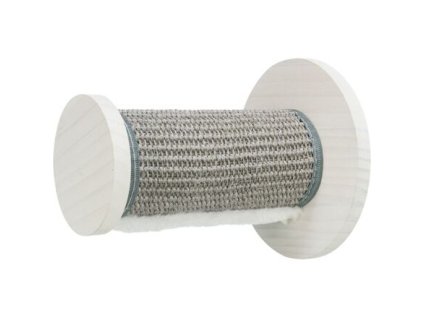 Runde Stufe mit Sisal, Wandelement, ø 18 × 22 cm, Kiefernholz, weiß/grau