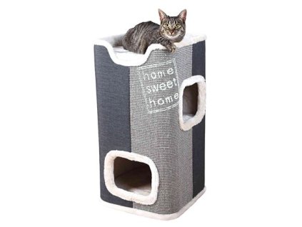 Cat Tower JORGE s odpočívadlom, sivá s béžovou kožušinou 78cm