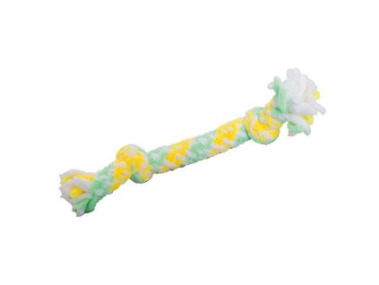 HipHop PLUSH Soft Knitted Dumbbell, 2 Knots, 20cm, Pistachio, Yellow, White