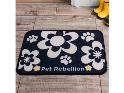 PET REBELLION Koberecek pod misku Dinner Mate Flowers Black 40x60cm 2706202414300897214