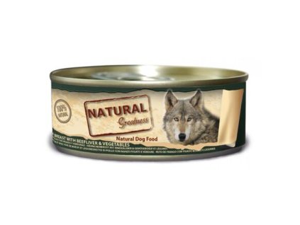 Ức gà, gan bò, rau củ, đồ hộp cho chó Natural Greatness 156 g BÁN