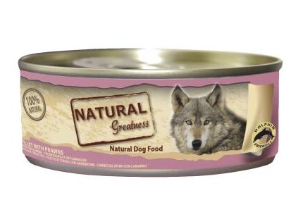 Phi lê cá ngừ + tôm Natural Greatness đóng hộp cho chó 156 g