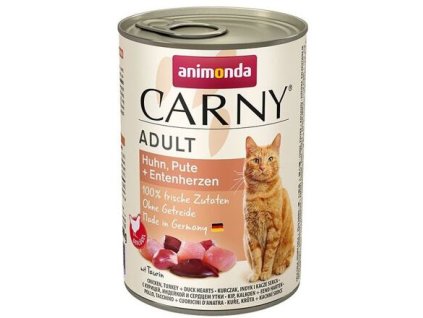 ANIMONDA Dosenfutter CARNY Adult - Huhn, Truthahn + Entenherz 400g