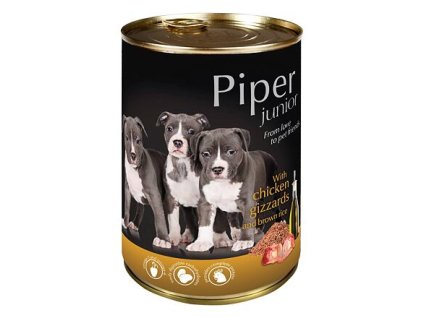 PIPER JUNIOR với dạ dày gà và gạo lứt, đóng hộp cho chó con 400g