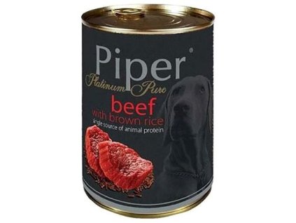 PIPER PLATINUM PURE thịt bò gạo lứt đóng hộp cho chó 400 g