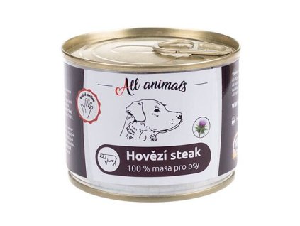 ALL ANIMALS beef STEAK, canned for dogs, 200 g