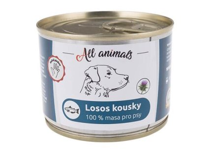 ALL ANIMALS losos kúsky, konzerva pre psov, 200g