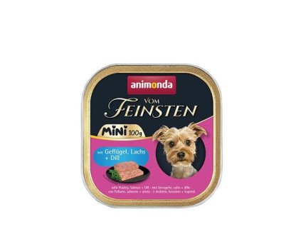 ANIMONDA Pastete Vom Feinsten MINI - Geflügel, Lachs, Dill für Hunde 100 g