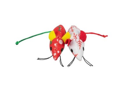 Xmas mouse - mouse 7 cm, cloth toy for cats, 2 pcs