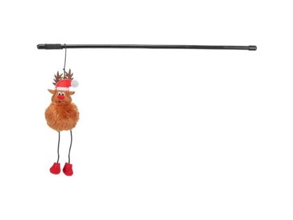 Xmas Reindeer Rod - vánoční hrací prut se sobem, 45 cm, plast/plyš