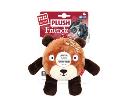 GiGwi Plush Friendz medvěd s gumovým kroužkem
