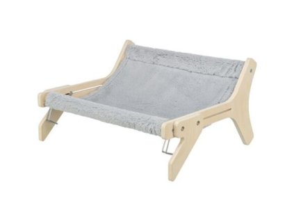 Hammock, lehátko pro kočky do 12 kg, 47 x 24 x 38 cm,  dřevo/plyš, šedá