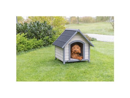 Natura bouda pro psa se sedlovou střechou, M: 77 x 82 x 88 cm, šedá