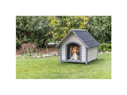 Natura bouda pro psa se sedlovou střechou, M-L: 83 x 87 x 101 cm, šedá