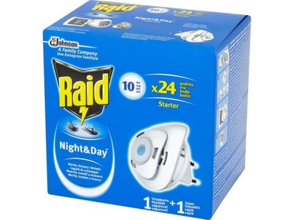 Raid Night & Day elektrický odpařovač proti komárům a mouchám 1 strojek, 1 náplň