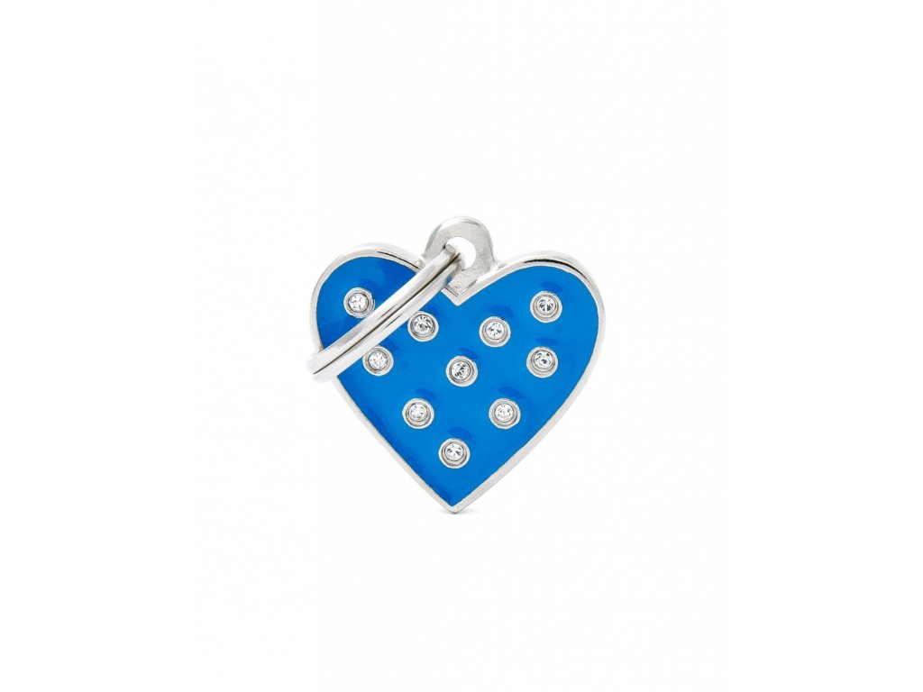 chic blue heart strass id tag