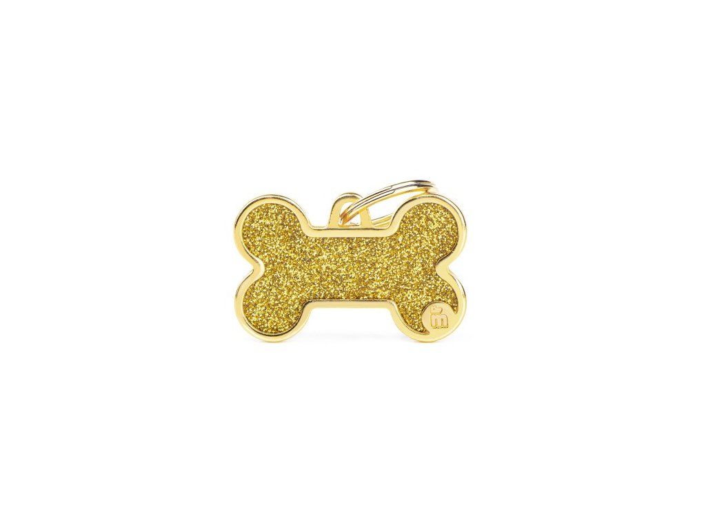 shine big gold glitter bone id tag (1)