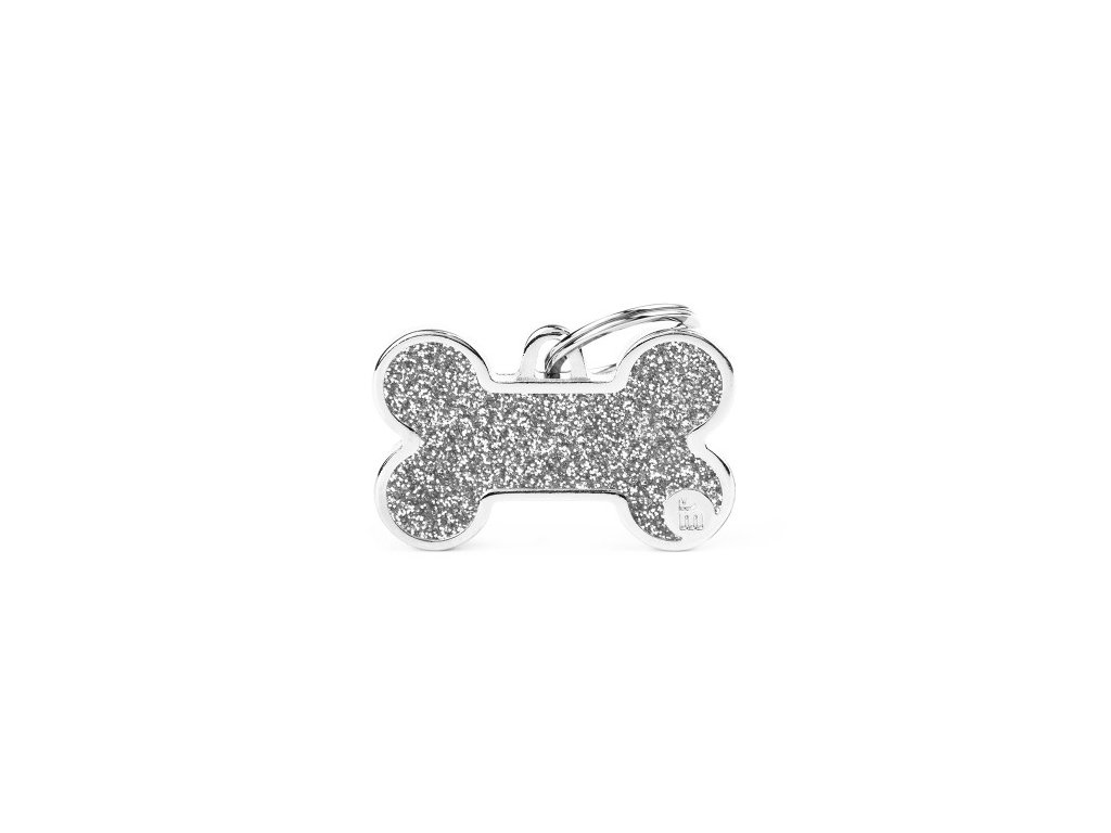 shine big grey glitter bone id tag (1)