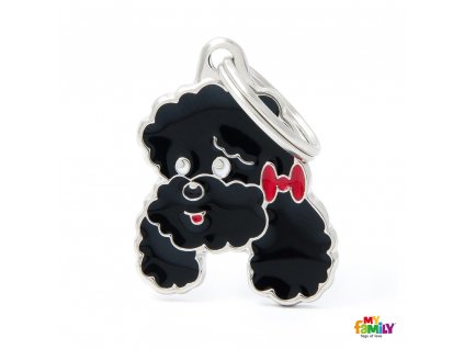 0027317 black poodle id dog tag