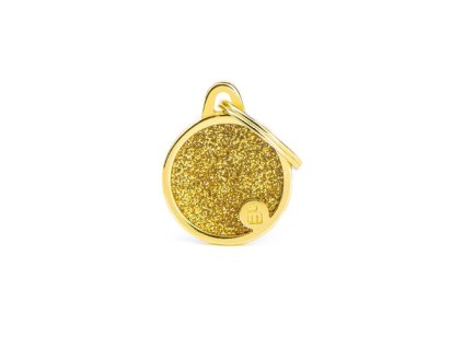 shine small gold glitter circle id tag (1)