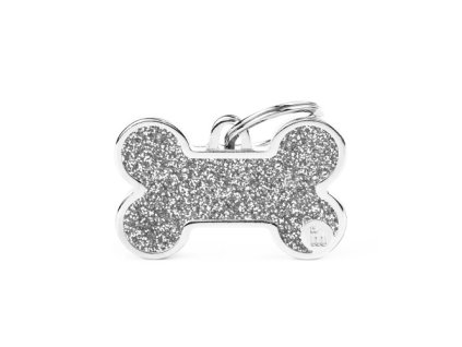 shine big grey glitter bone id tag (1)