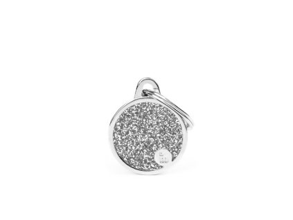 shine small grey glitter circle id tag (1)