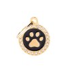 0031109 glam gold paw black circle strass id tag