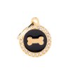 0031107 glam gold bone black circle strass id tag