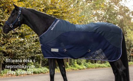 Síťovaná deka pro koně s nepromokavými zády