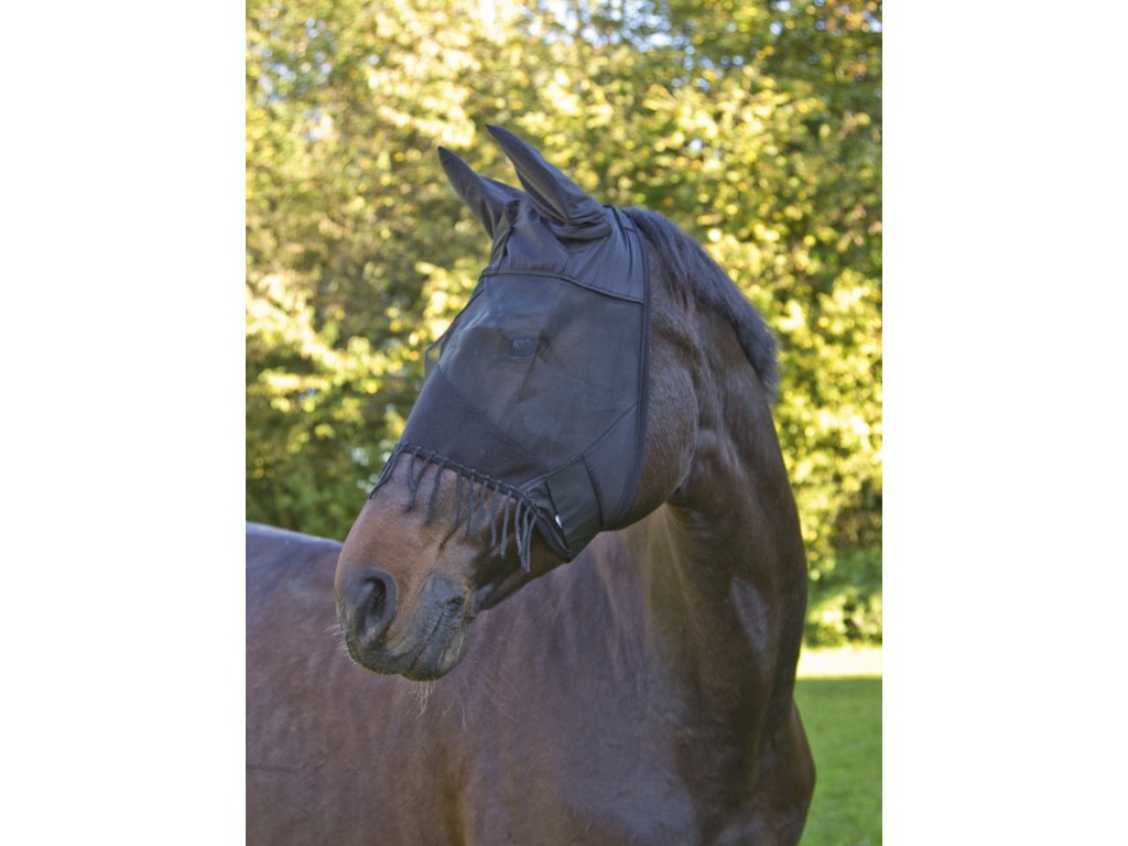 Maska proti hmyzu pro koně z PVC, s třásněmi, Cob
