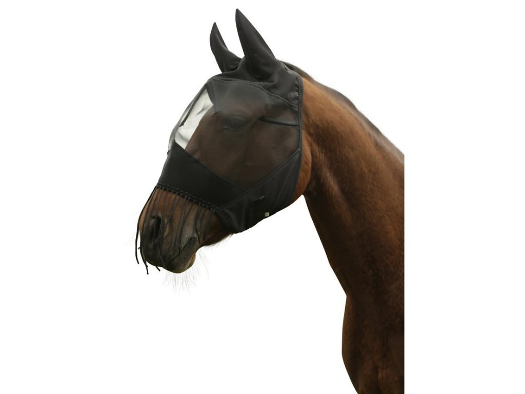 Maska proti hmyzu pro koně z PVC, s třásněmi, Full