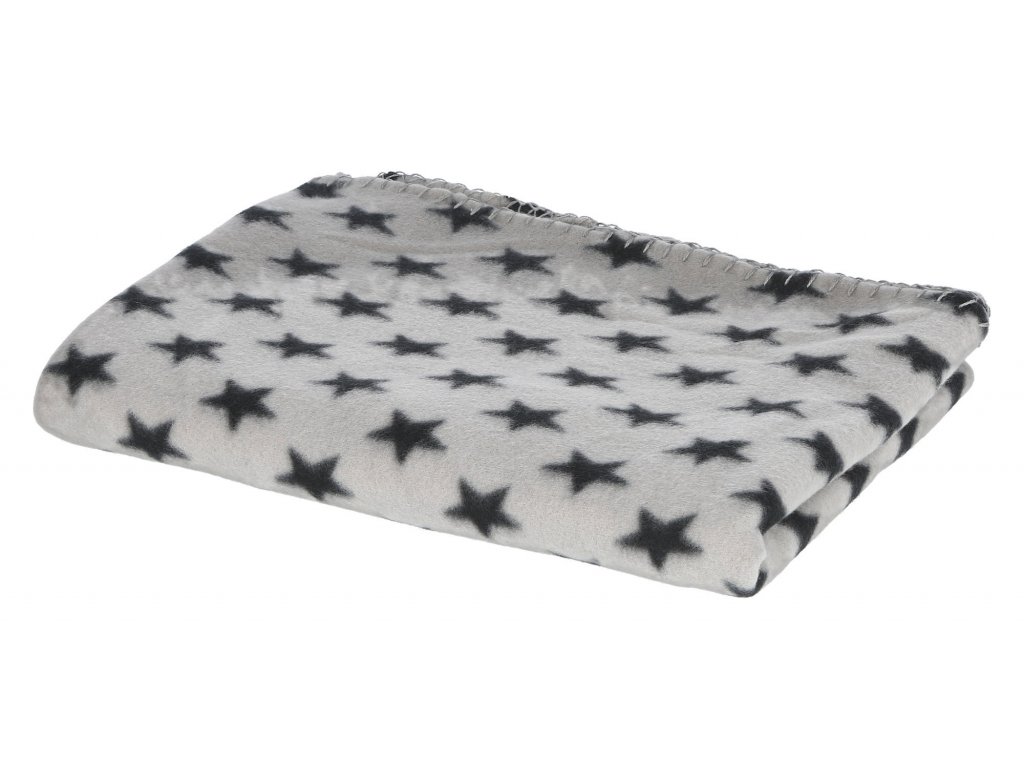 Fleecová deka pro psy Stella, 140 x 100 cm, šedá s hvězdami