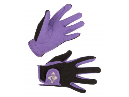 Dětské jezdecké rukavice Lilli Starlight, černá/fialová