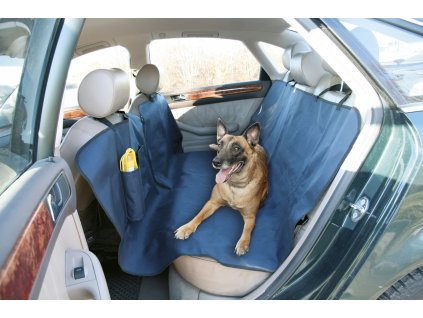 Ochranná deka do auta pro psa s cestovní lahví, tmavě modrá