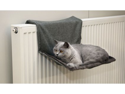 Závěsné odpočívadlo na topení pro kočky, 45 x 30 cm, šedé