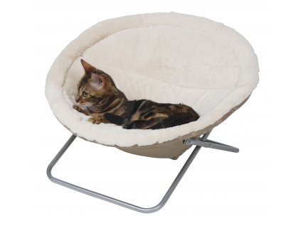 Odpočívací lehátko pro kočky, průměr 58 cm, bílo/béžové