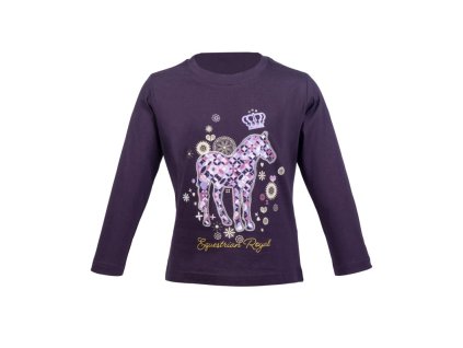 HKM Lola dětské triko s koníkem tm. fialové
