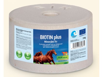 Biotin plus, minerální liz s biotinem, selenem a vitaminem E pro koně