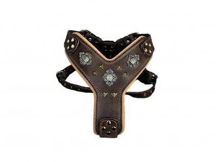 Postroj pro psy z pravé kůže s polstrováním